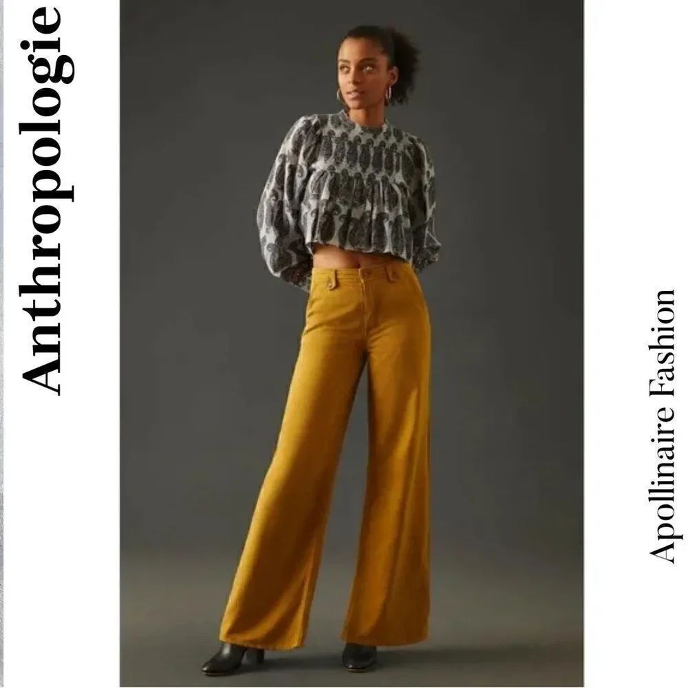 PILCRO COLUMN PANTS HIGH RISE IN DENIM YELLOW SIZE 31 NEW